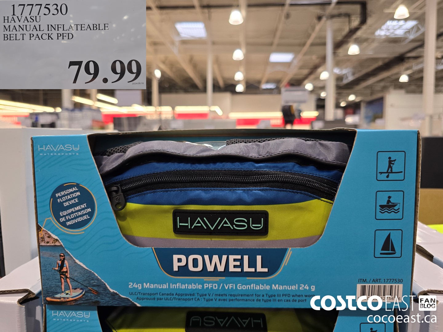 1777530 HAVASU MANUAL INFLATEABLE BELT PACK PFD $79.99