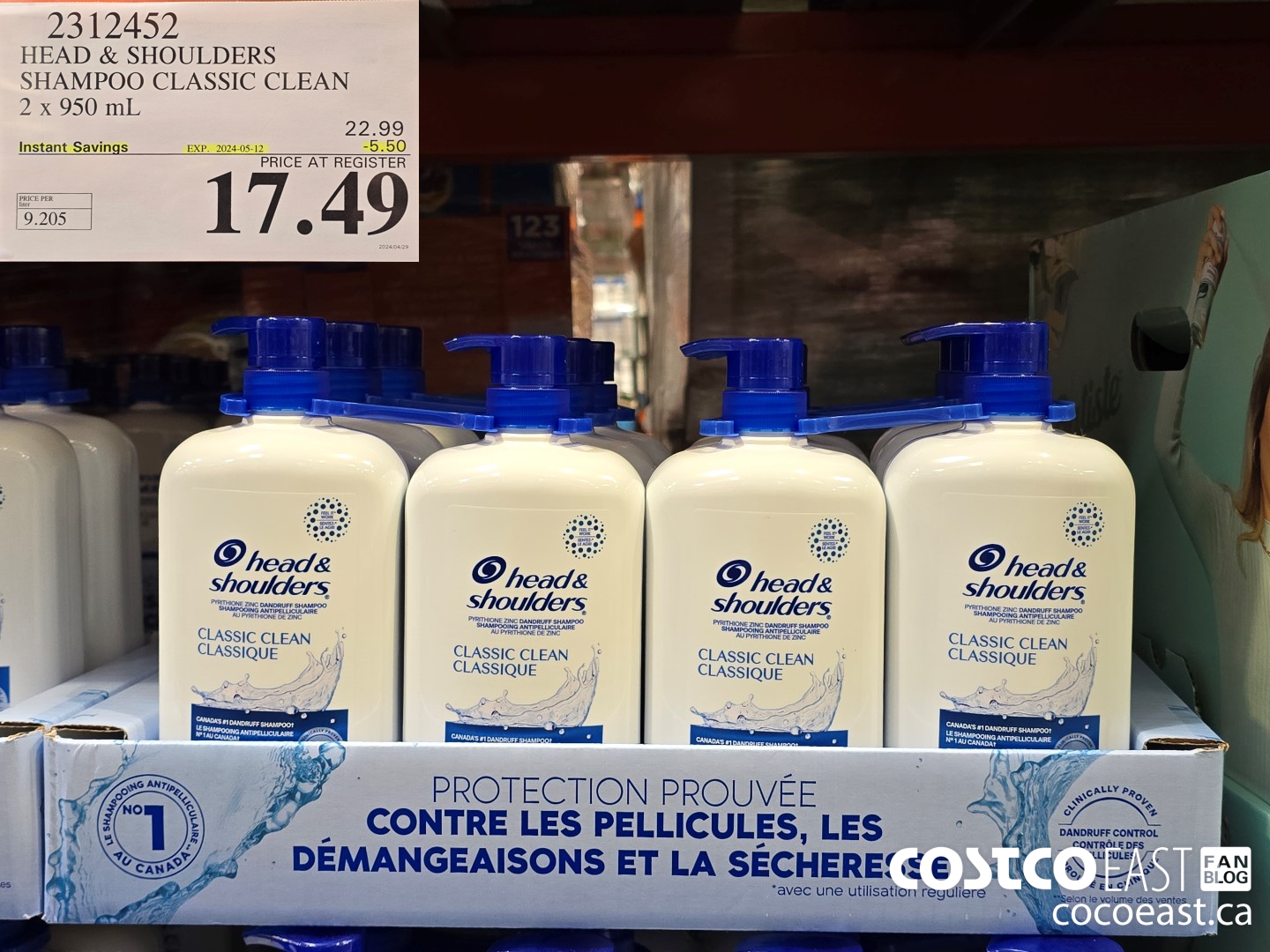 2312452 HEAD & SHOULDERS SHAMPOO CLASSIC CLEAN 2 X 950 ML ($5.50 INSTANT SAVINGS EXPIRES ON 2024-05-12) $17.49