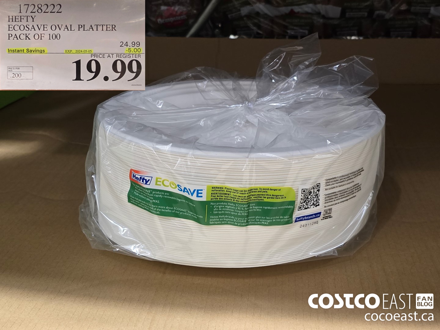 1728222 HEFTY ECOSAVE OVAL PLATTER PACK OF 100 ($5.00 INSTANT SAVINGS EXPIRES ON 2024-05-05) $19.99