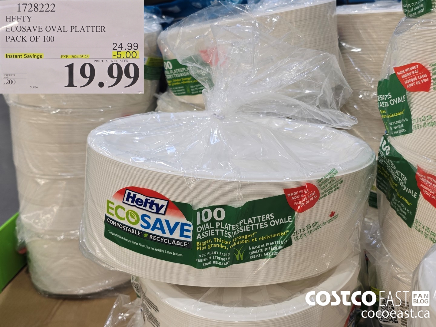 1728222 HEFTY ECOSAVE OVAL PLATTER PACK OF 100 ($5.00 INSTANT SAVINGS EXPIRES ON 2024-05-26) $19.99