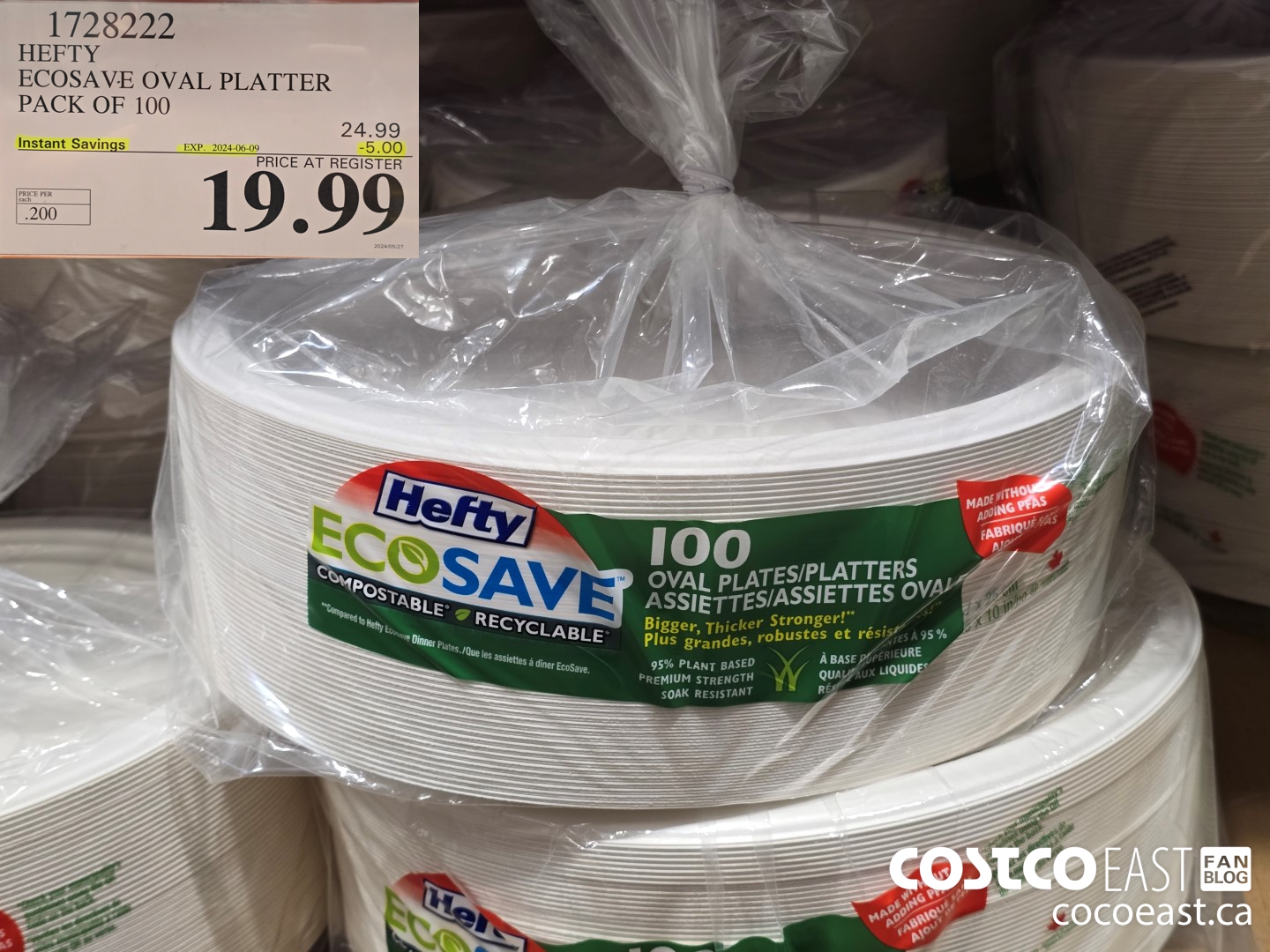 1728222 HEFTY ECOSAVE OVAL PLATTER PACK OF 100 ($5.00 INSTANT SAVINGS EXPIRES ON 2024-06-09) $19.99