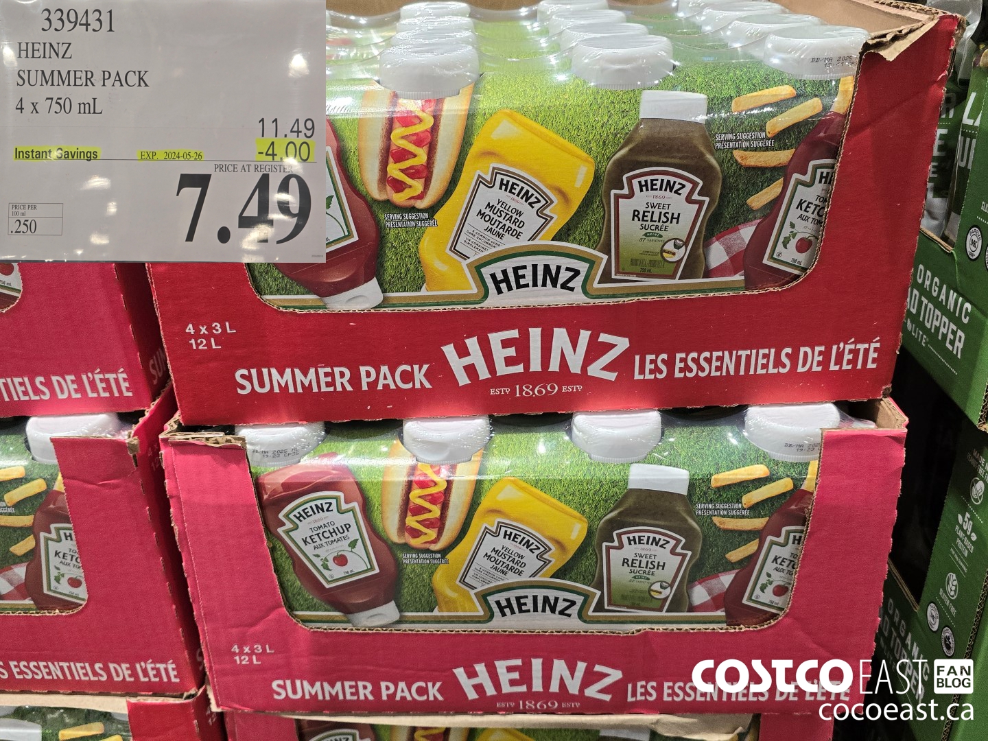 339431 HEINZ SUMMER PACK 4 x 750 mL ($4.00 INSTANT SAVINGS EXPIRES ON 2024-05-26) $7.49