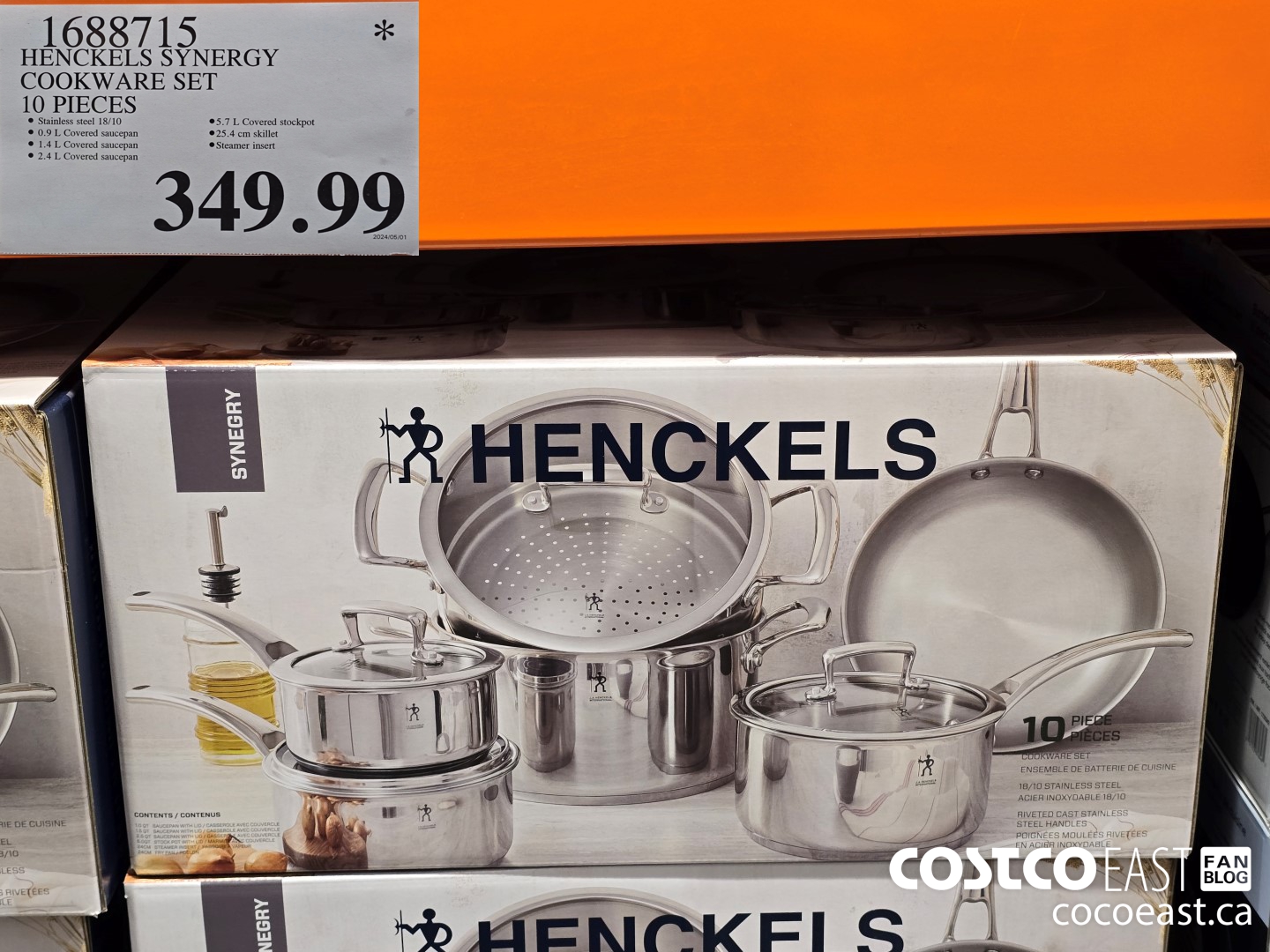 1688715 HENCKELS SYNERGY COOKWARE SET 10 PIECES $349.99