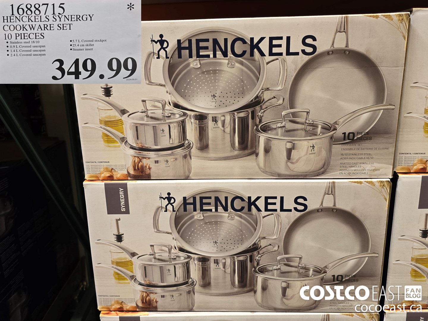 1688715 HENCKELS SYNERGY COOKWARE SET 10 PIECES $349.99