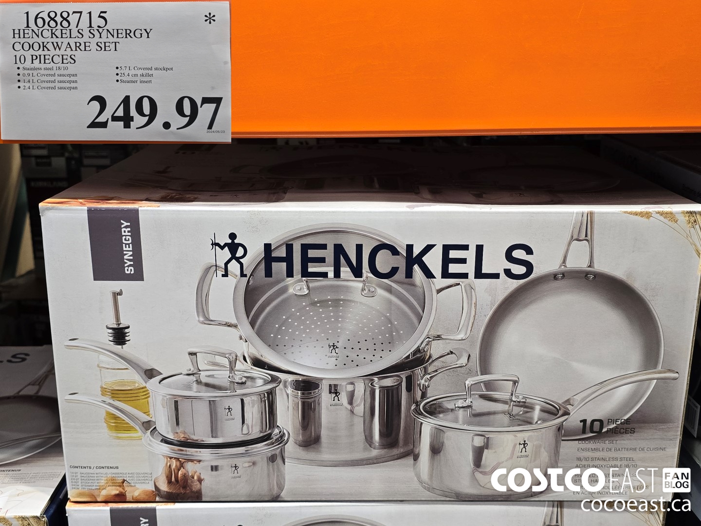 1688715 HENCKELS SYNERGY COOKWARE SET 10 PIECES $249.97
