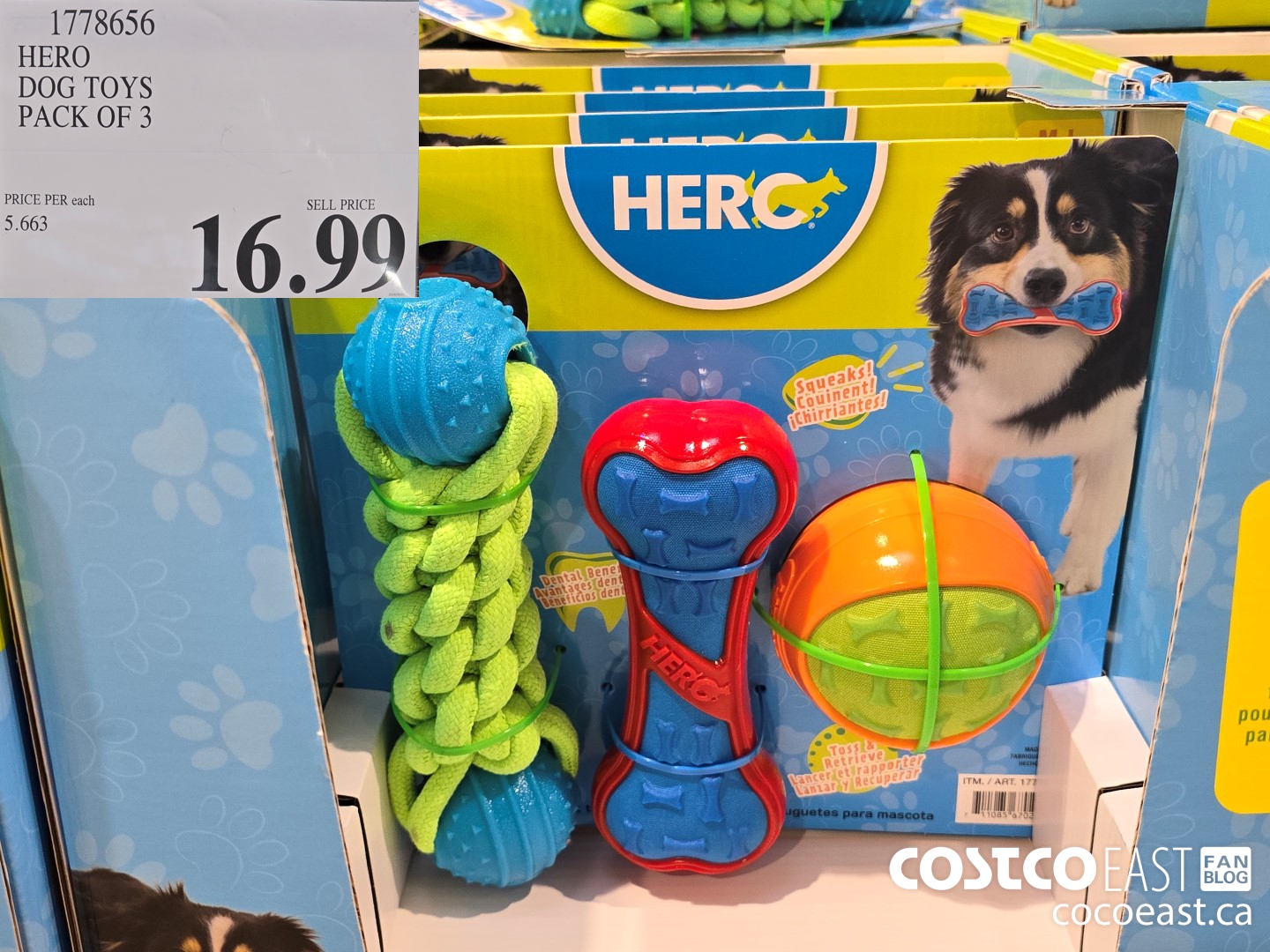 1778656 HERO DOG TOYS PACK OF 3 $16.99