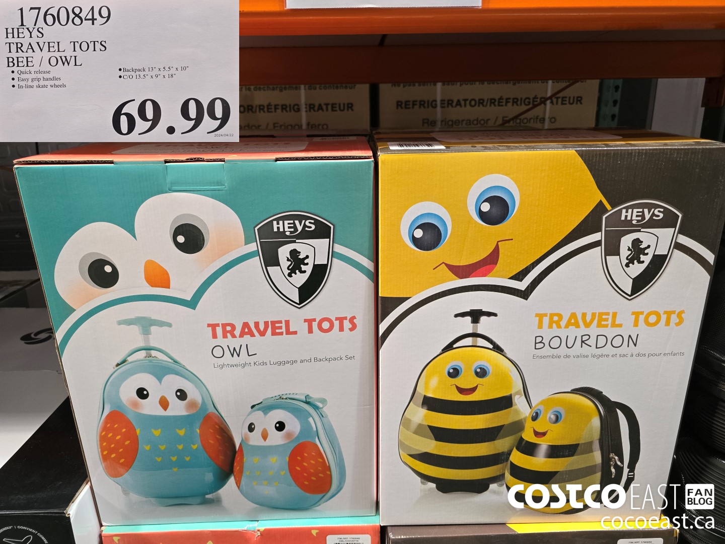 1760849 HEYS TRAVEL TOTS BEE / OWL $69.99