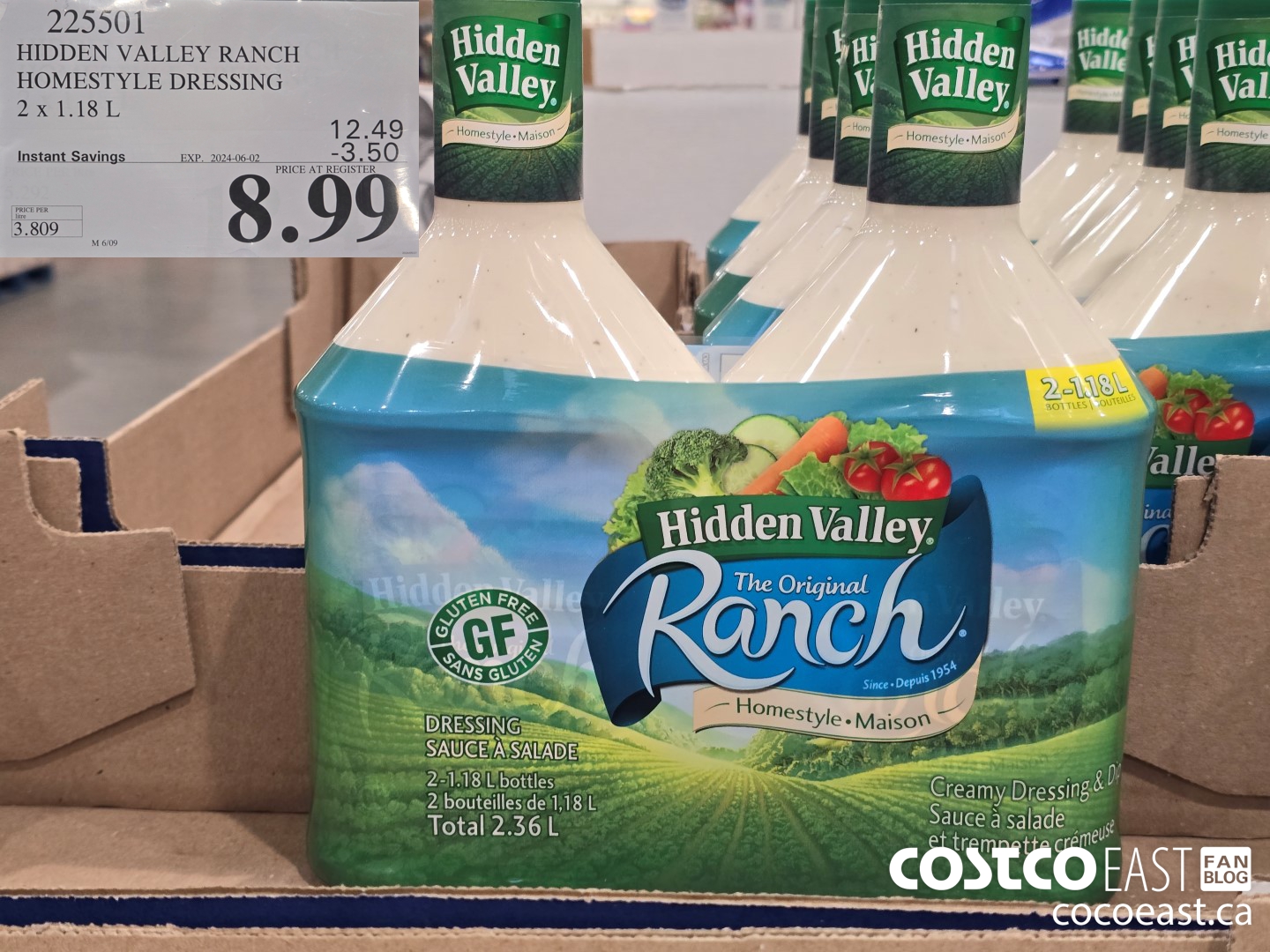 225501 HIDDEN VALLEY RANCH HOMESTYLE DRESSING 2 X 1.18 L ($3.50 INSTANT SAVINGS EXPIRES ON 2024-06-02) $8.99