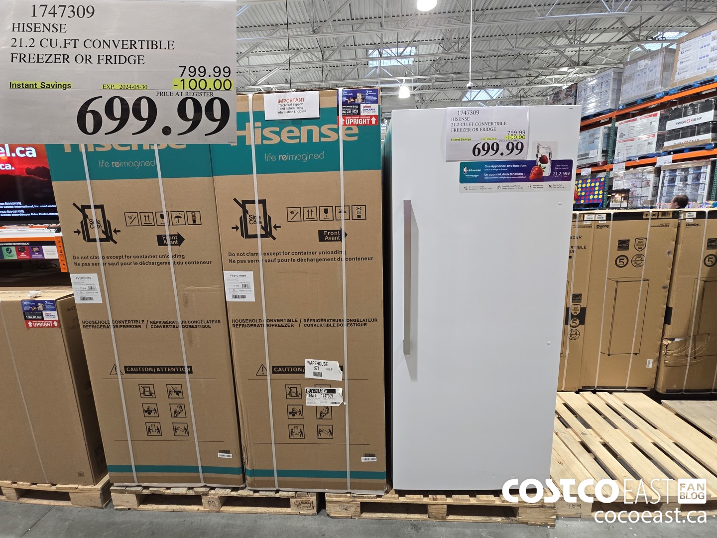 1747309 HISENSE 21.2 CU.FT CONVERTIBLE FREEZER OR FRIDGE ($100.00 INSTANT SAVINGS EXPIRES ON 2024-05-30) $699.99