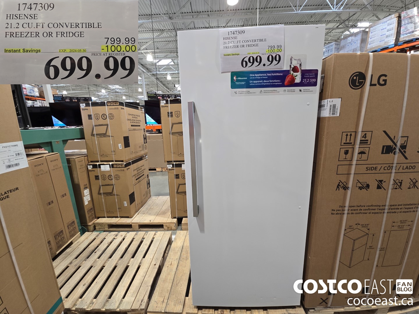 1747309 HISENSE 21.2 CU.FT CONVERTIBLE FREEZER OR FRIDGE ($100.00 INSTANT SAVINGS EXPIRES ON 2024-05-30) $699.99