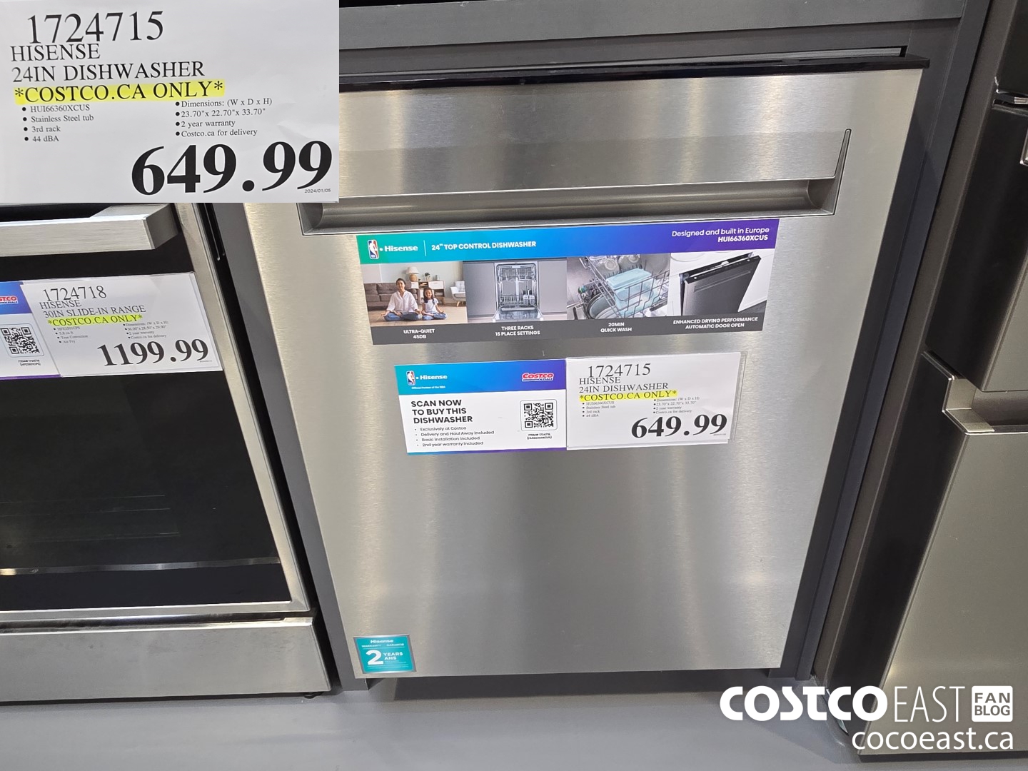 1724715 HISENSE 24IN DISHWASHER *COSTCO.CA ONLY* $649.99