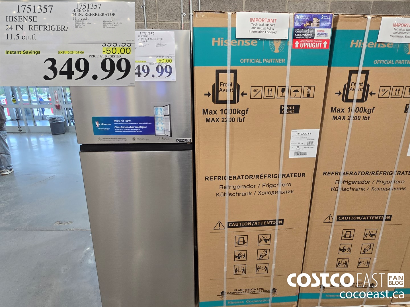 1751357 HISENSE 24 IN. REFRIGERATOR 11.5 cu.ft ($50.00 INSTANT SAVINGS EXPIRES ON 2024-05-06) $349.99