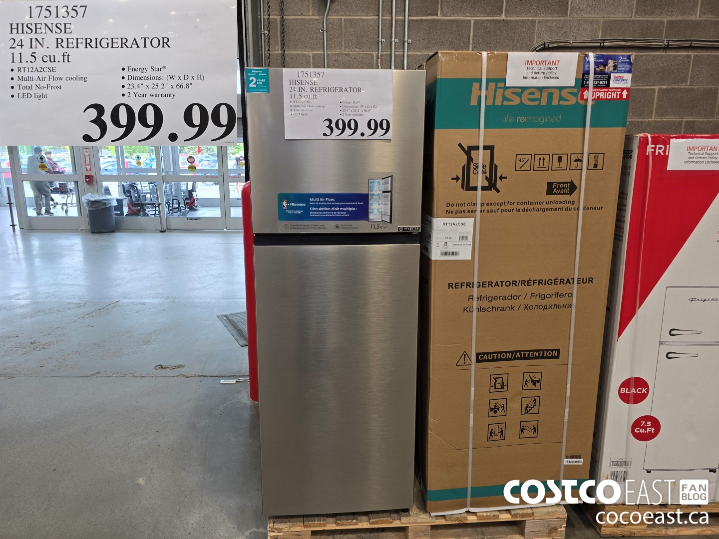 1751357 HISENSE 24 IN. REFRIGERATOR 11.5 cu.ft $399.99