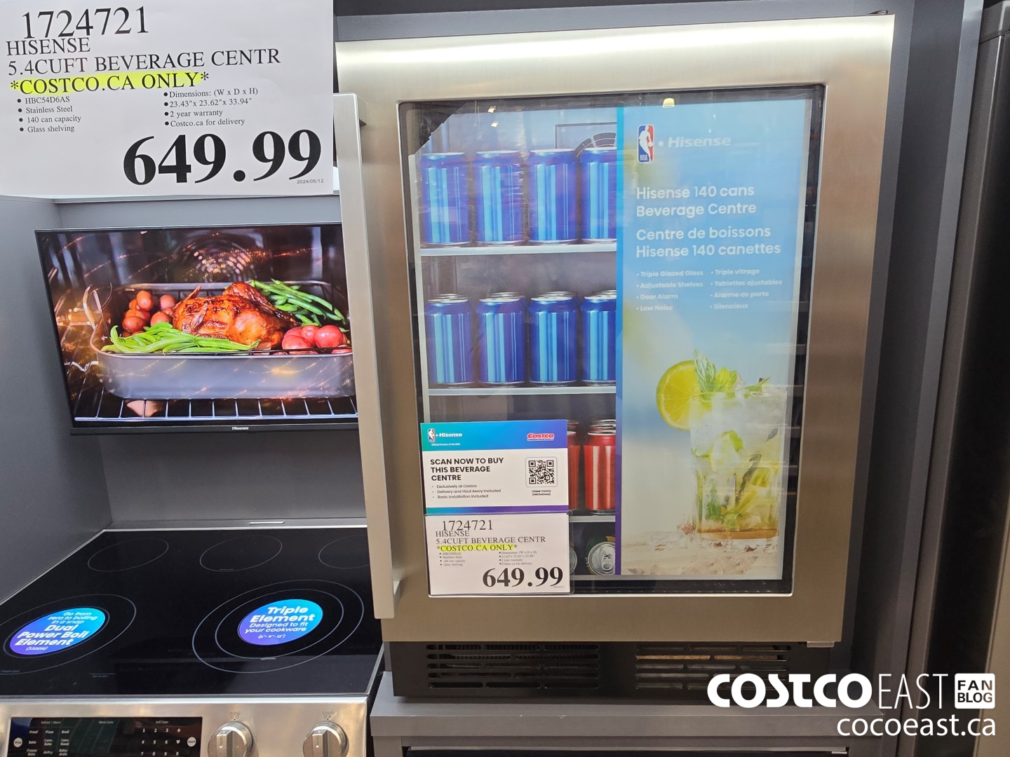 1724721 HISENSE 5. 4CUFT BEVERAGE CENTR *COSTCO.CA ONLY* $649.99
