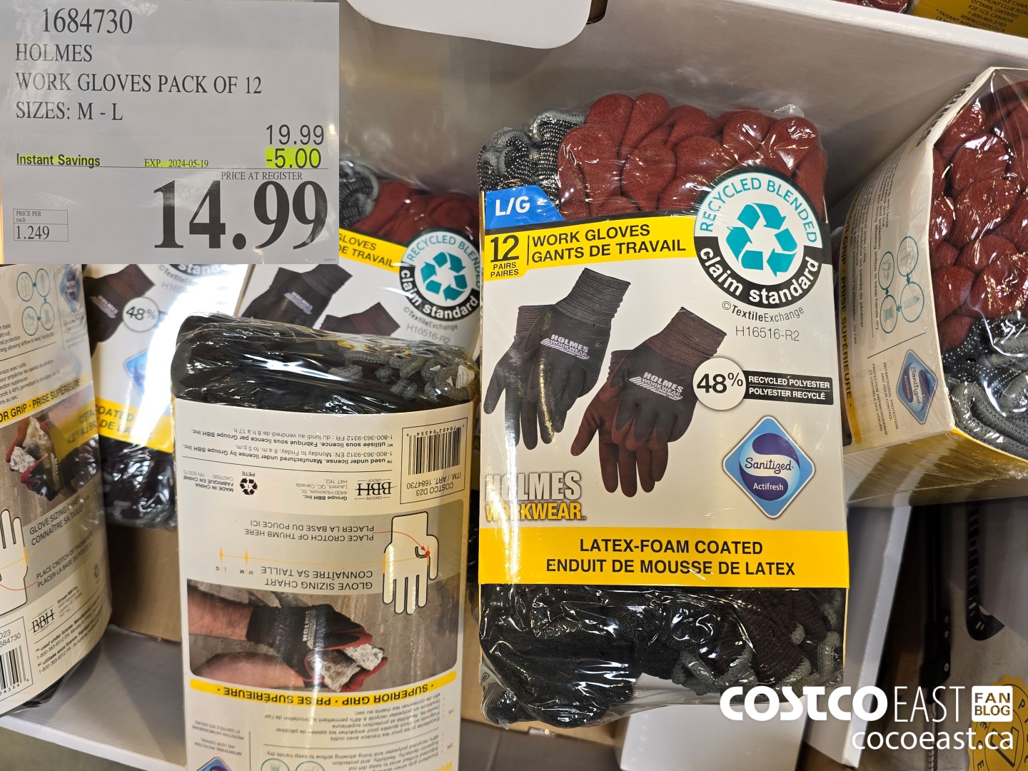 1684730 HOLMES WORK GLOVES PACK OF 12 SIZES: M - L ($5.00 INSTANT SAVINGS EXPIRES ON 2024-05-19) $14.99