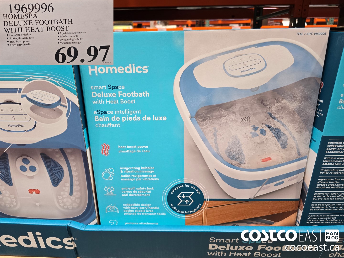 1969996 HOMESPA DELUXE FOOTBATH WITH HEAT BOOST $69.97