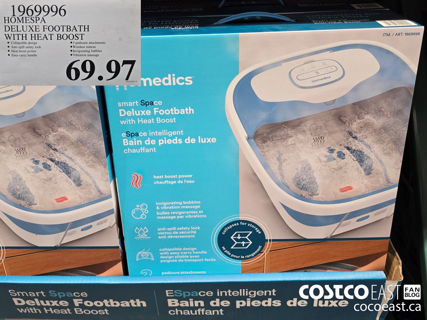 1969996 HOMESPA DELUXE FOOTBATH WITH HEAT BOOST $69.97