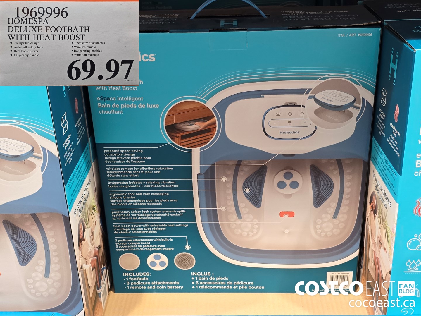 1969996 HOMESPA DELUXE FOOTBATH WITH HEAT BOOST $69.97