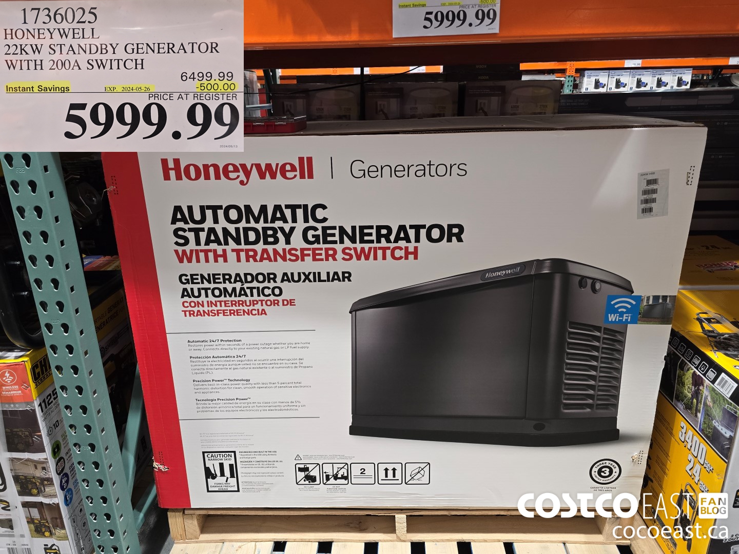 1736025 HONEYWELL 22KW STANDBY GENERATOR - WITH 200A SWITCH ($500.00 INSTANT SAVINGS EXPIRES ON 2024-05-26) $5999.99