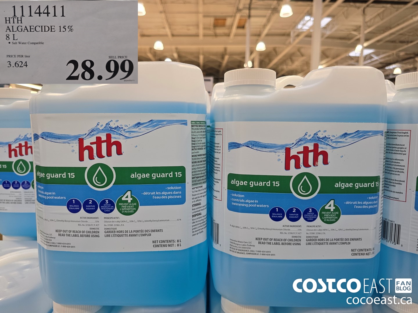 1114411 HTH ALGAECIDE 15 % 8L $28.99