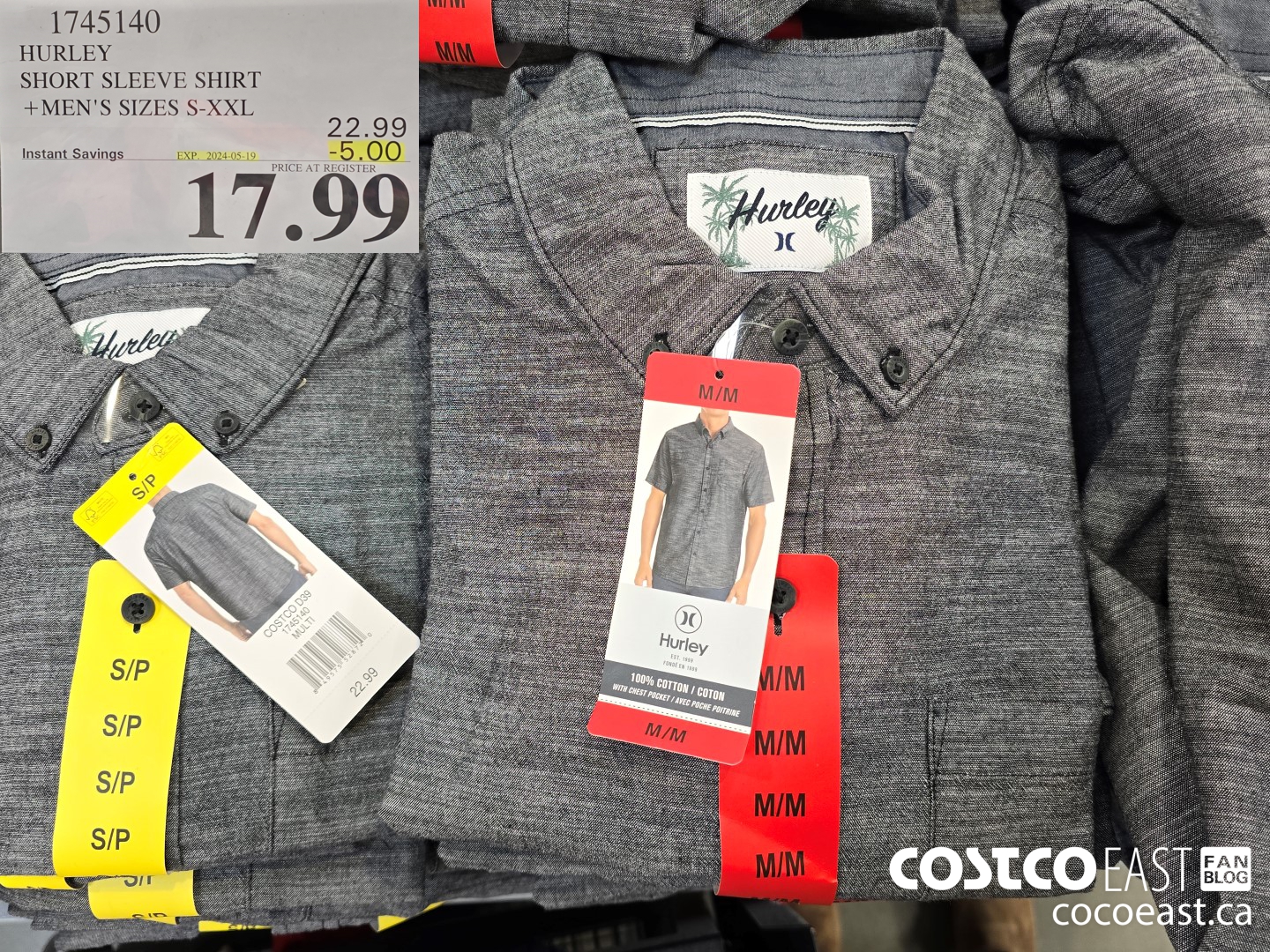 1745140 HURLEY SHORT SLEEVE SHIRT +MEN'S SIZES S-XXL ($5.00 INSTANT SAVINGS EXPIRES ON 2024-05-19) $17.99