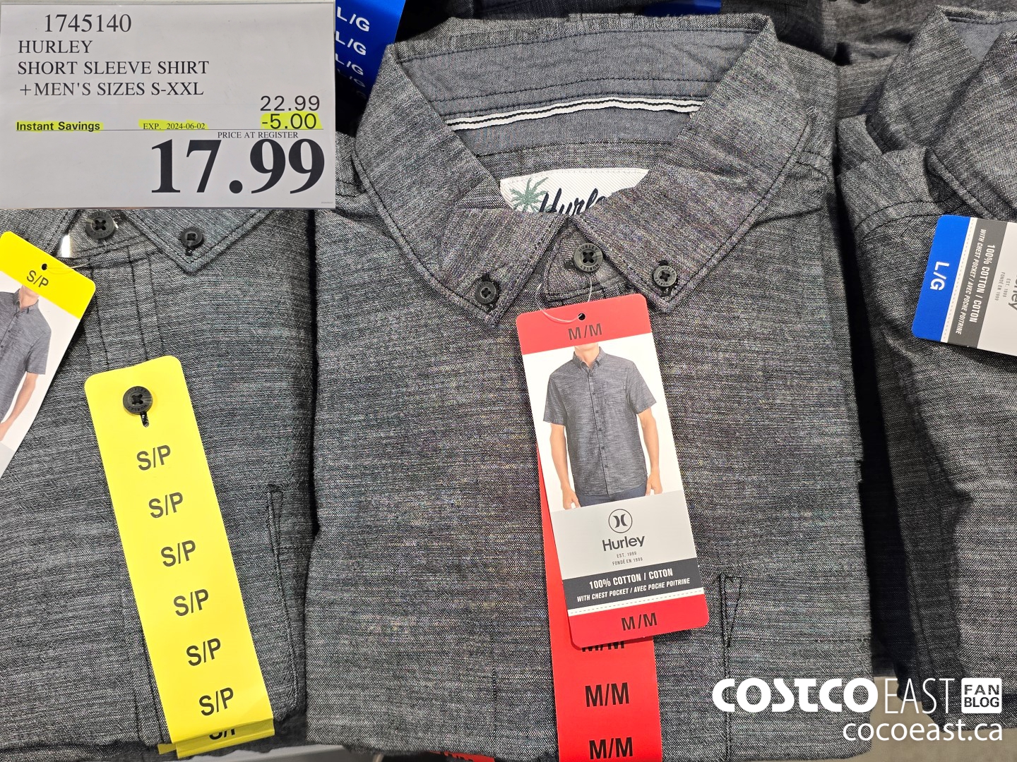 1745140 HURLEY SHORT SLEEVE SHIRT +MEN'S SIZES S-XXL ($5.00 INSTANT SAVINGS EXPIRES ON 2024-06-02) $17.99