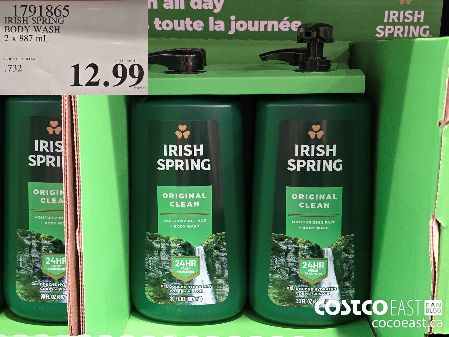 1791865 IRISH SPRING BODY WASH 2 x 887 mL $12.99