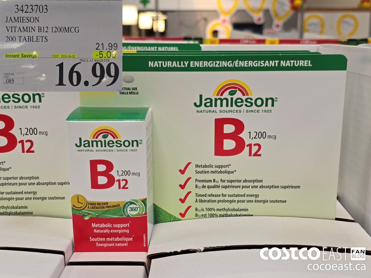 3423703 JAMIESON VITAMIN B12 1200MCG 200 TABLETS ($5.00 INSTANT SAVINGS EXPIRES ON 2024-06-02) $16.99