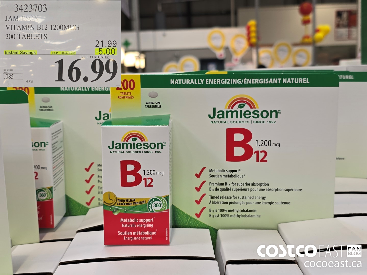 3423703 JAMIESON VITAMIN B12 1200MCG 200 TABLETS ($5.00 INSTANT SAVINGS EXPIRES ON 2024-06-02) $16.99