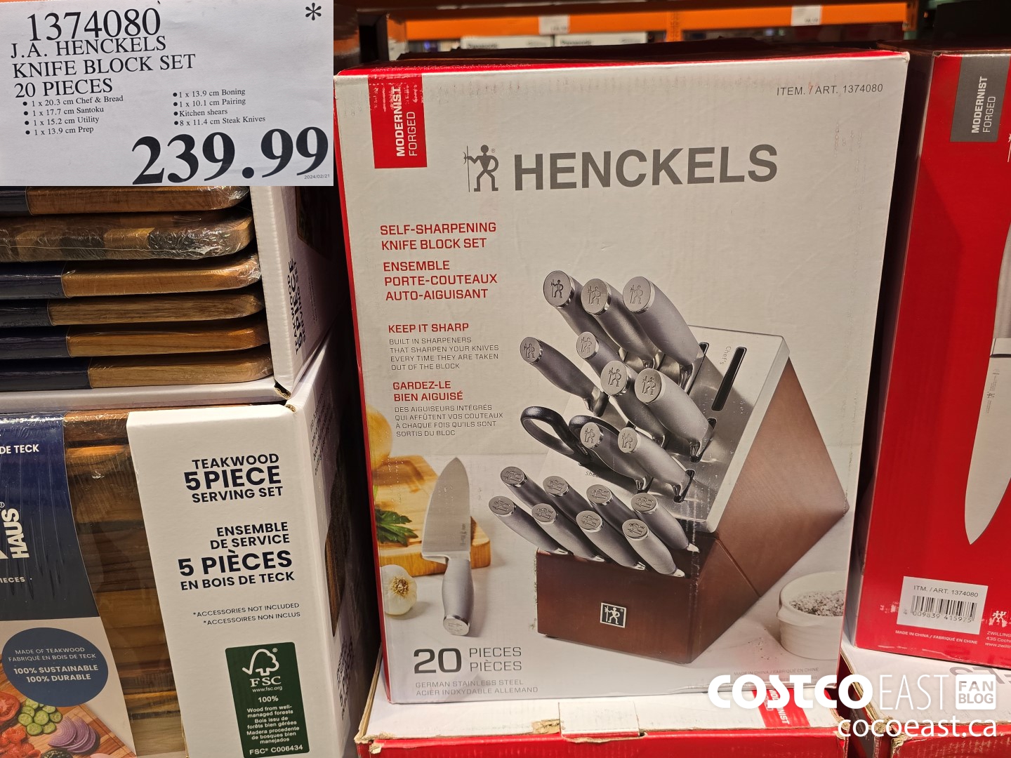 1374080 J.A. HENCKELS KNIFE BLOCK SET 20 PIECES $239.99