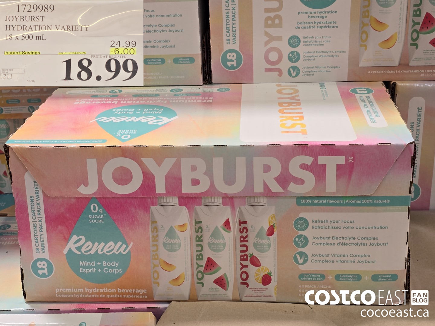 1729989 JOYBURST HYDRATION VARIETY 18 x 500 mL ($6.00 INSTANT SAVINGS EXPIRES ON 2024-05-26) $18.99