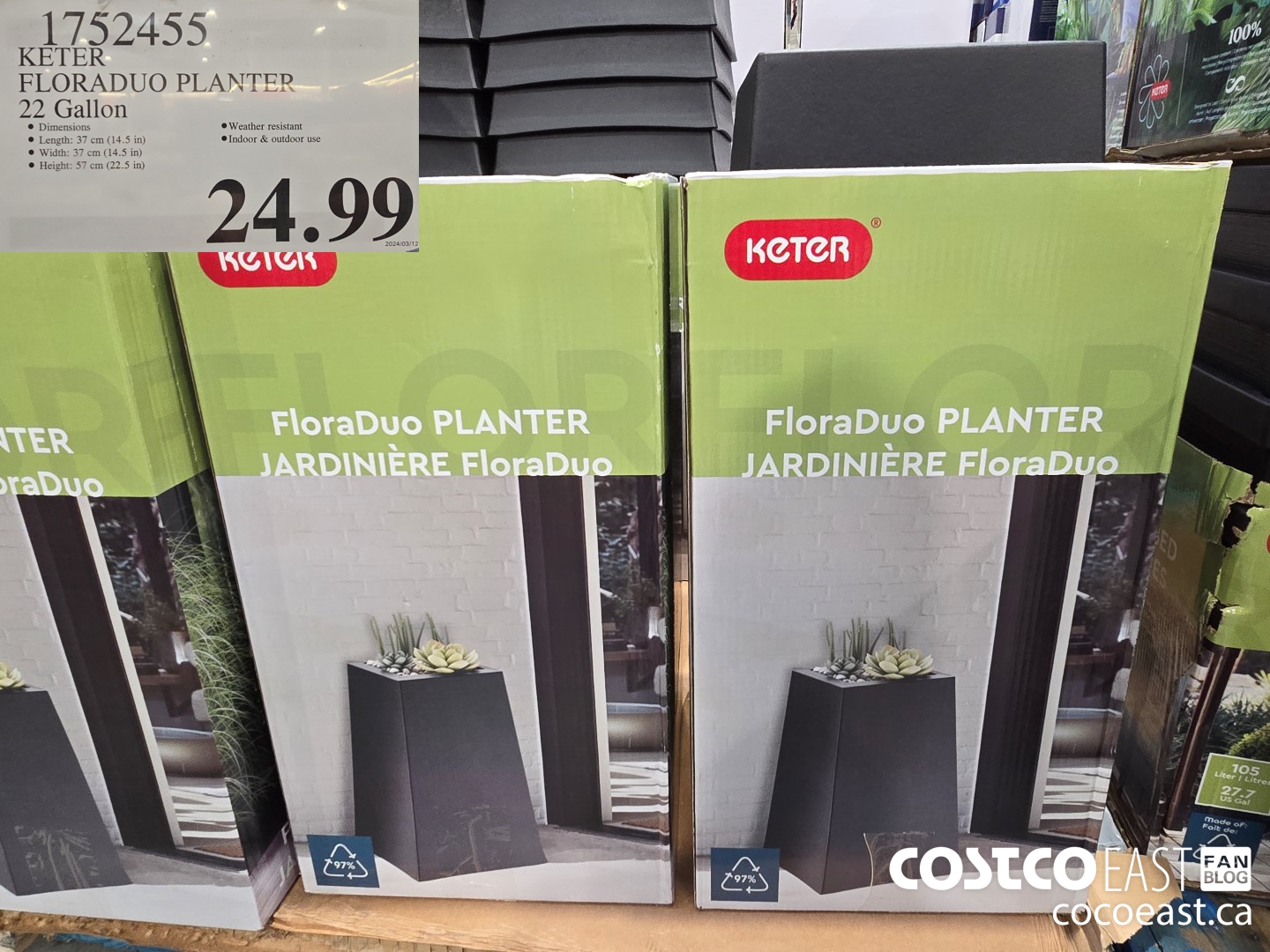 1752455 KETER FLORADUO PLANTER 22 Gallon $24.99