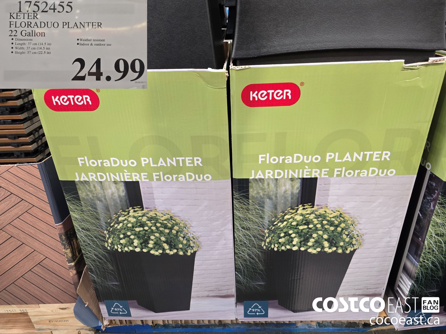 1752455 KETER FLORADUO PLANTER 22 Gallon $24.99