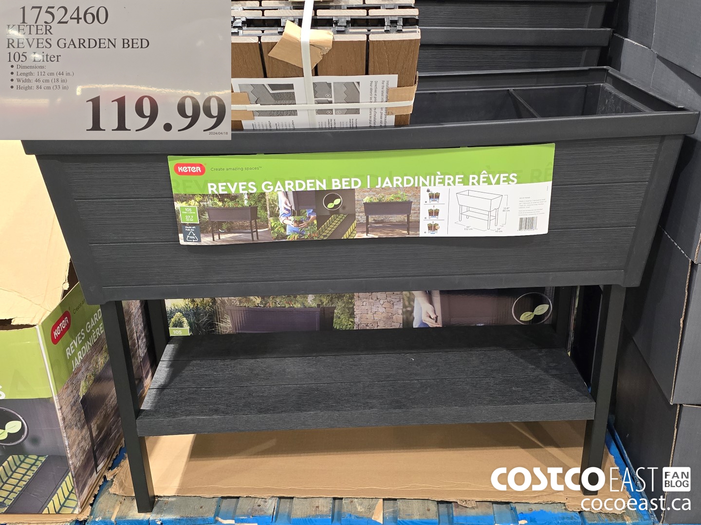 1752460 KETER REVES GARDEN BED 105 Liter $119.99