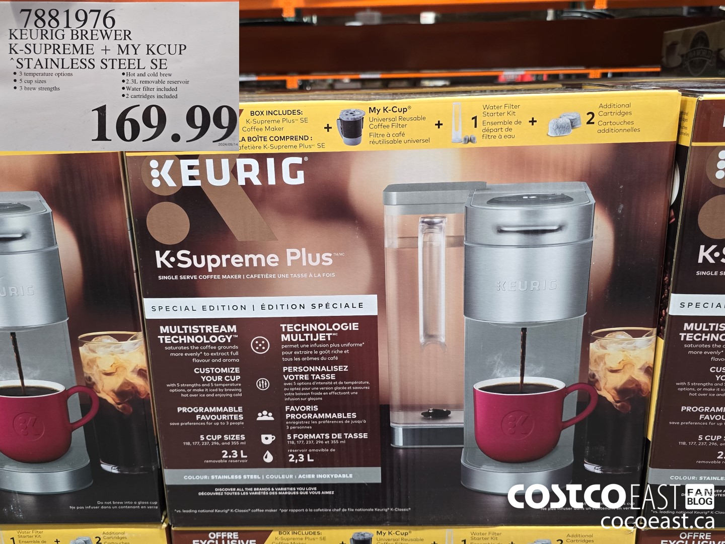 7881976 KEURIG BREWER K-SUPREME + MY KCUP STAINLESS STEEL SE $169.99