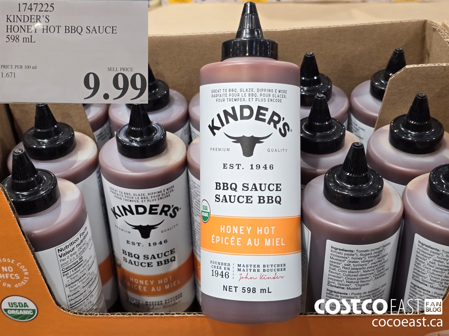 1747225 KINDER'S HONEY HOT BBQ SAUCE 598 mL $9.99