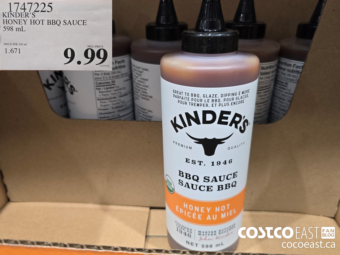 1747225 KINDER'S HONEY HOT BBQ SAUCE 598 mL $9.99