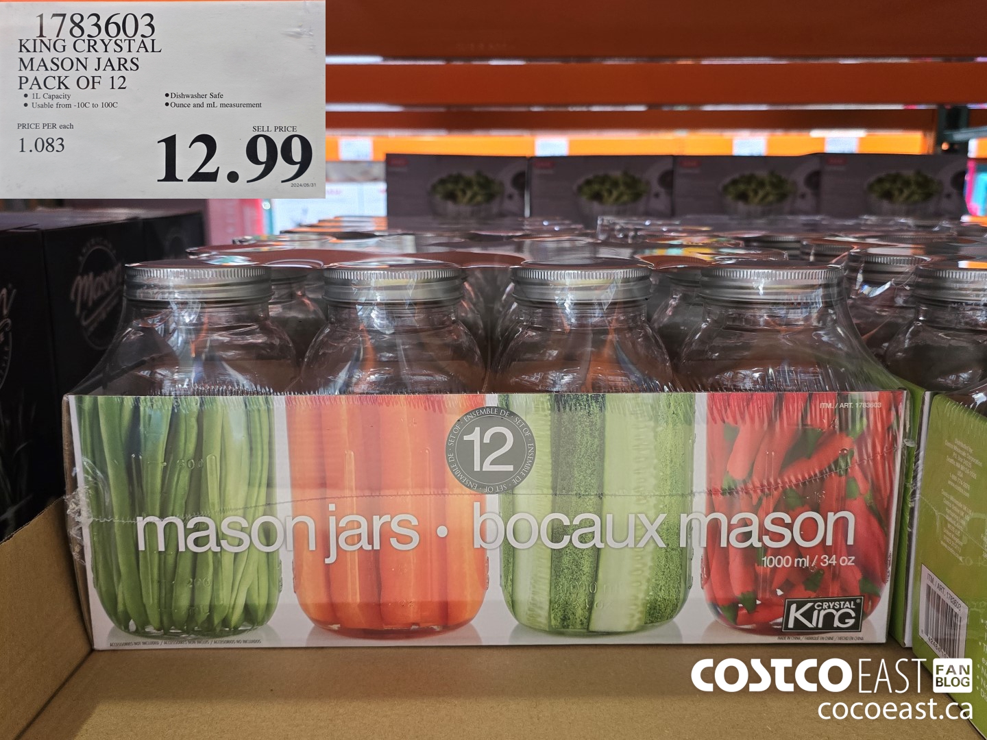 1783603 KING CRYSTAL MASON JARS PACK OF 12 $12.99