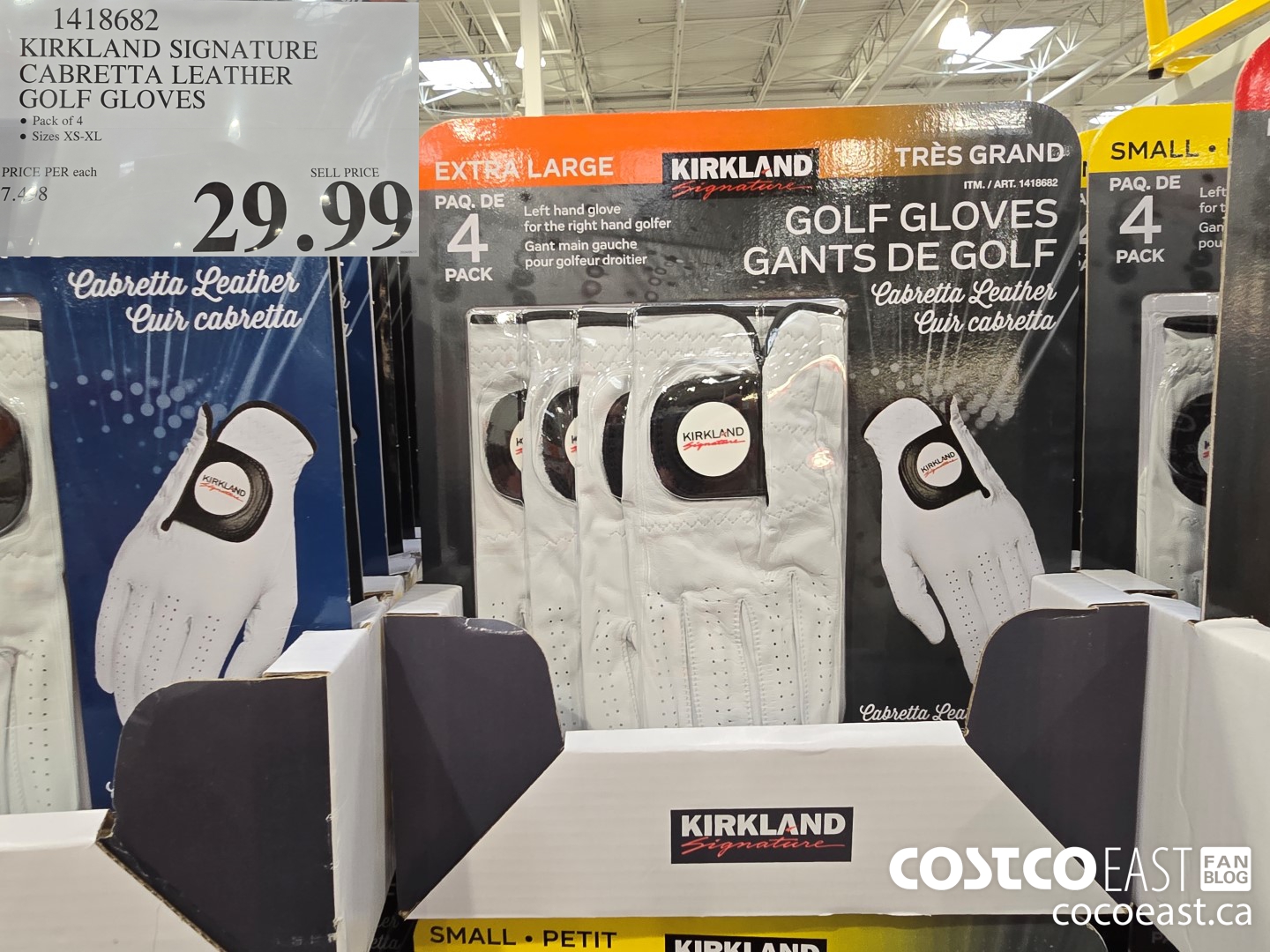 1418682 KIRKLAND SIGNATURES CABRETTA LEATHER GOLF GLOVES $29.99