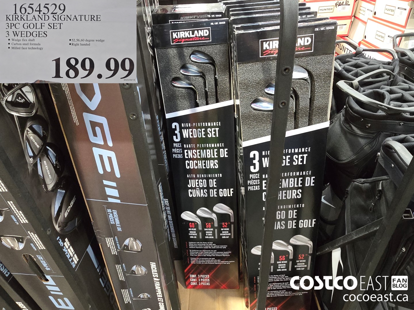 1654529 KIRKLAND SIGNATURE 3PC GOLF SET 3 WEDGES $189.99