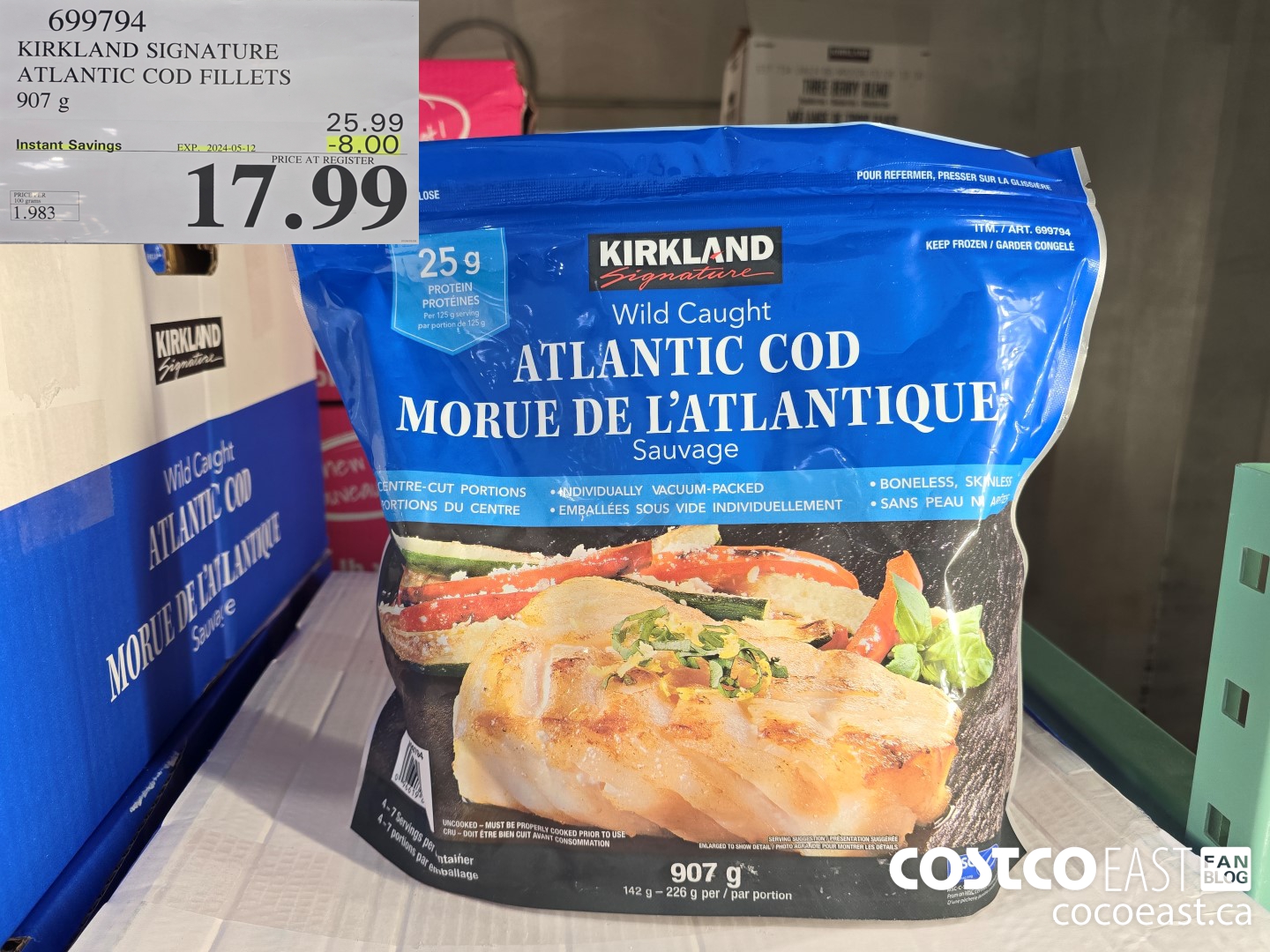 699794 KIRKLAND SIGNATURE ATLANTIC COD FILLETS 907 g ($8.00 INSTANT SAVINGS EXPIRES ON 2024-05-12) $17.99