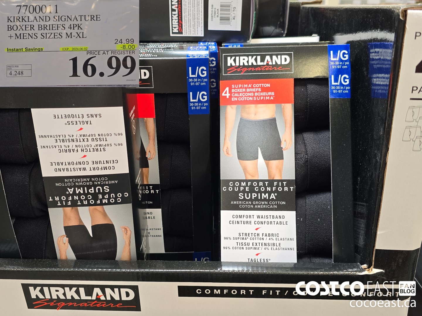 7700011 KIRKLAND SIGNATURE BOXER BRIEFS 4PK +MENS SIZES M-XL ($8.00 INSTANT SAVINGS EXPIRES ON 2024-06-02) $16.99