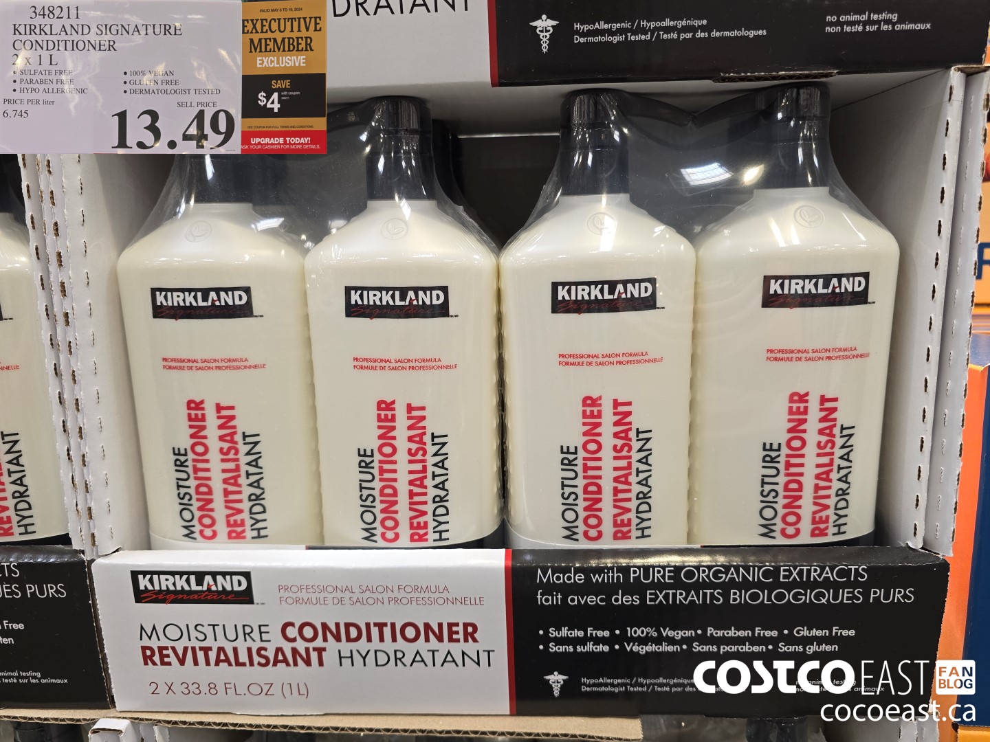 348211 KIRKLAND SIGNATURE CONDITIONER 2 X 1L ($4.00 INSTANT SAVINGS EXPIRES ON 2024-05-19) $9.49