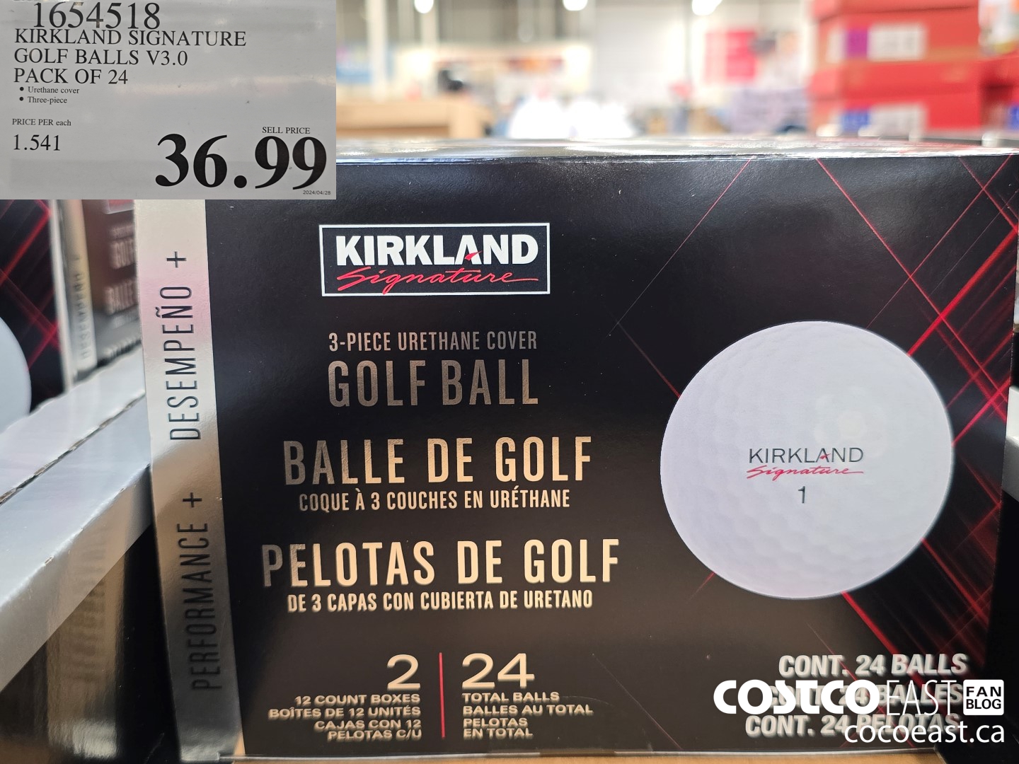1654518 KIRKLAND SIGNATURE GOLF BALLS V3.0 PACK OF 24 $36.99
