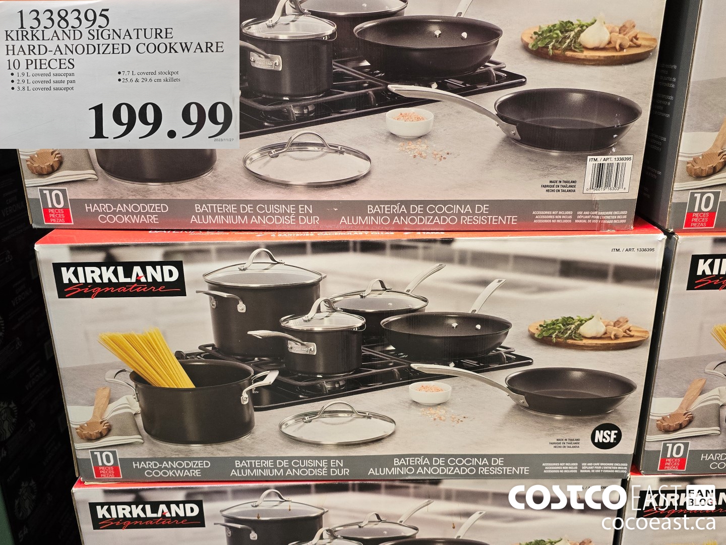 1338395 KIRKLAND SIGNATURE HARD-ANODIZED COOKWARE 10 PIECES $199.99