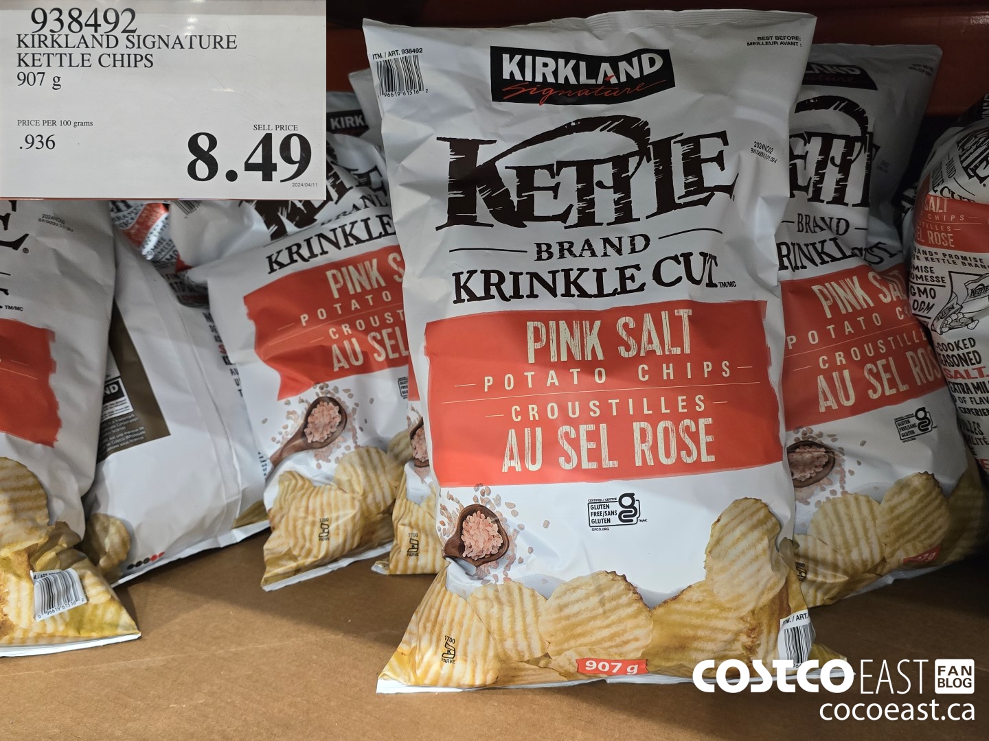 938492 KIRKLAND SIGNATURE KETTLE CHIPS 907 g $8.49