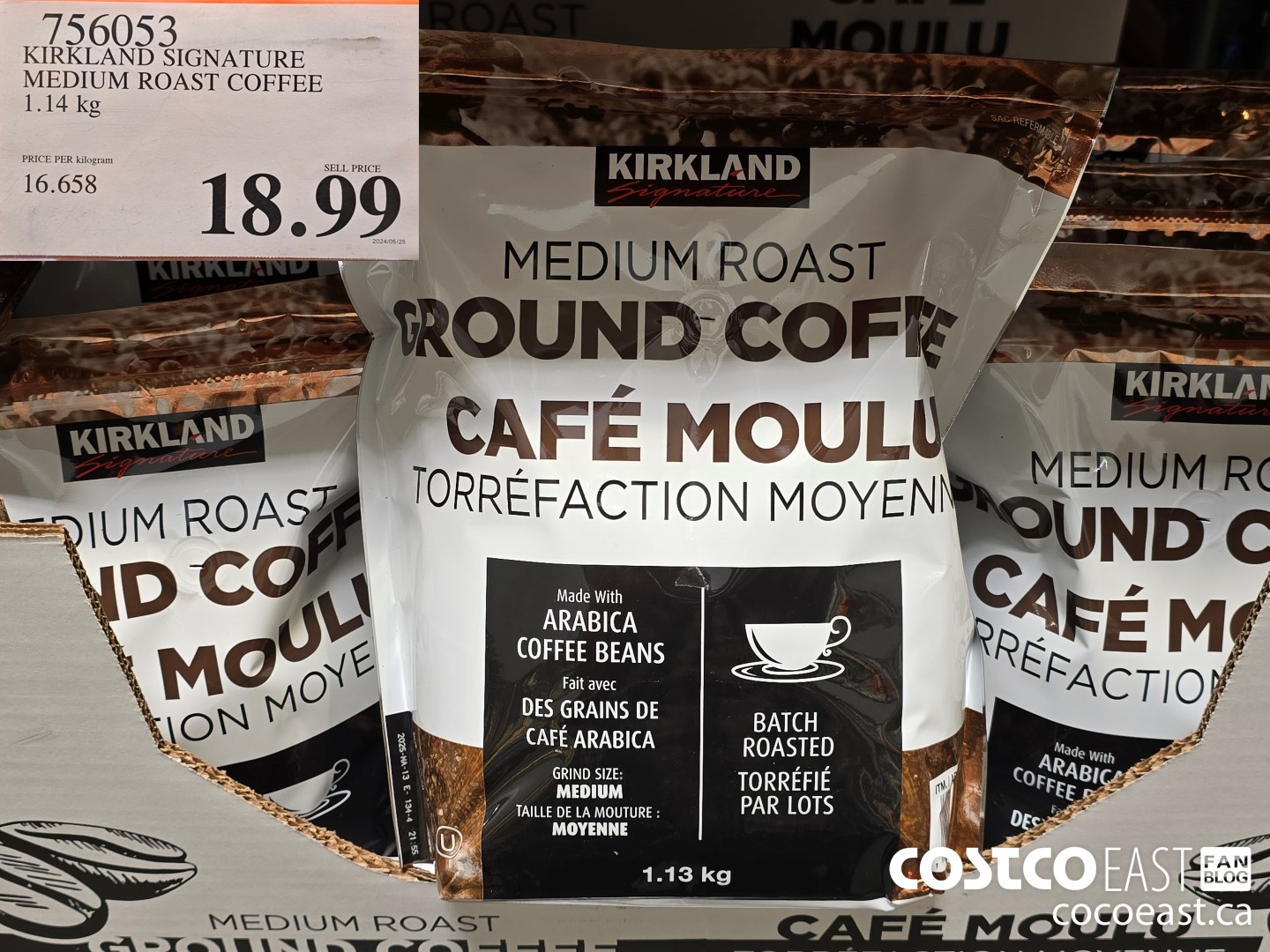 756053 KIRKLAND SIGNATURE MEDIUM ROAST COFFEE 1.14 KG $18.99