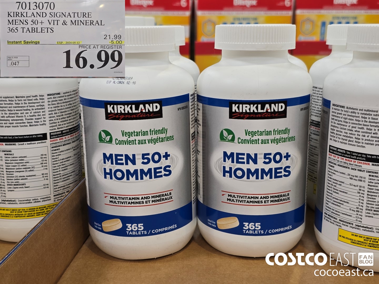 7013070 KIRKLAND SIGNATURE MENS 50+ VIT & MINERAL 365 TABLETS ($6.00 INSTANT SAVINGS EXPIRES ON 2024-05-12) $16.99