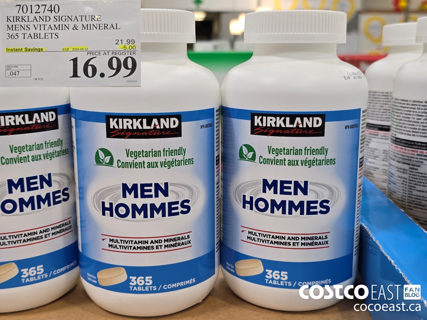 7012740 KIRKLAND SIGNATURE MENS VITAMIN & MINERAL 365 TABLETS ($5.00 INSTANT SAVINGS EXPIRES ON 2024-05-12) $16.99