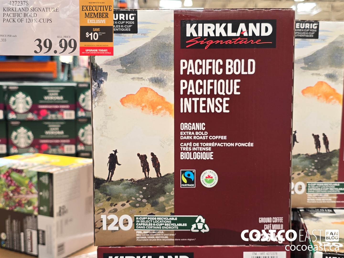 4272378 KIRKLAND SIGNATURE PACIFIC BOLD PACK OF 120 K-CUPS ($10.00 INSTANT SAVINGS EXPIRES ON 2024-05-19) $29.99
